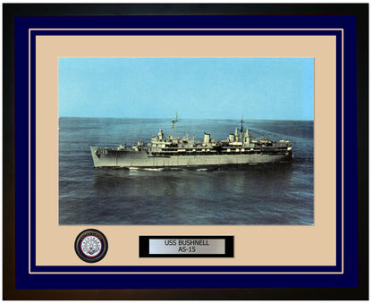 USS BUSHNELL AS-15 Framed Navy Ship Photo Blue