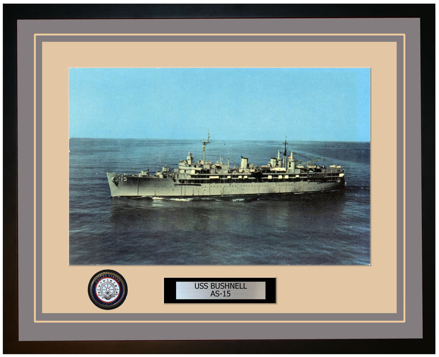 USS BUSHNELL AS-15 Framed Navy Ship Photo Grey