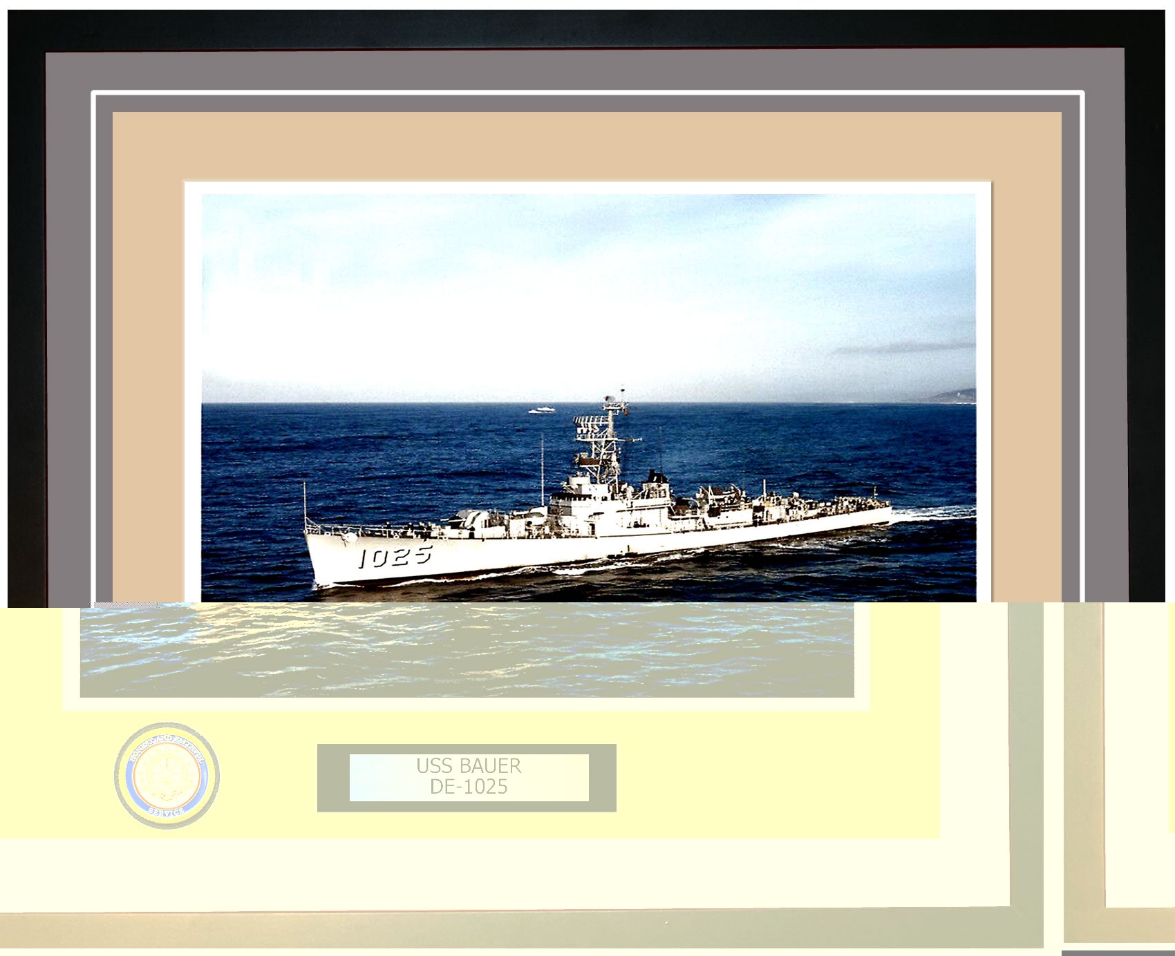 USS Bauer DE-1025 Framed Navy Ship Photo Grey