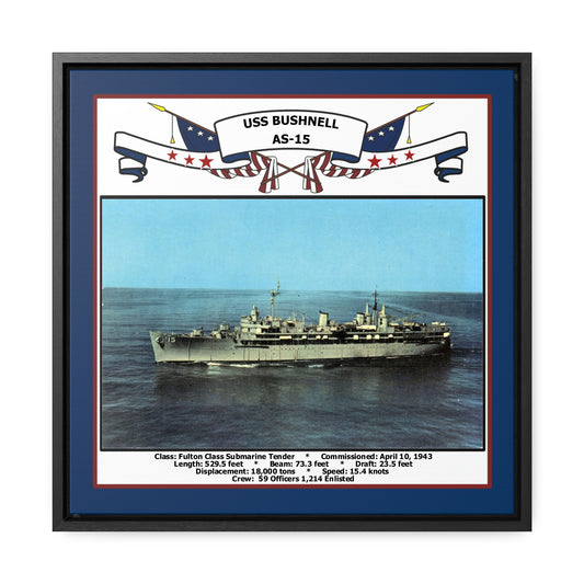 USS Bushnell AS-15 Navy Floating Frame Photo Front View