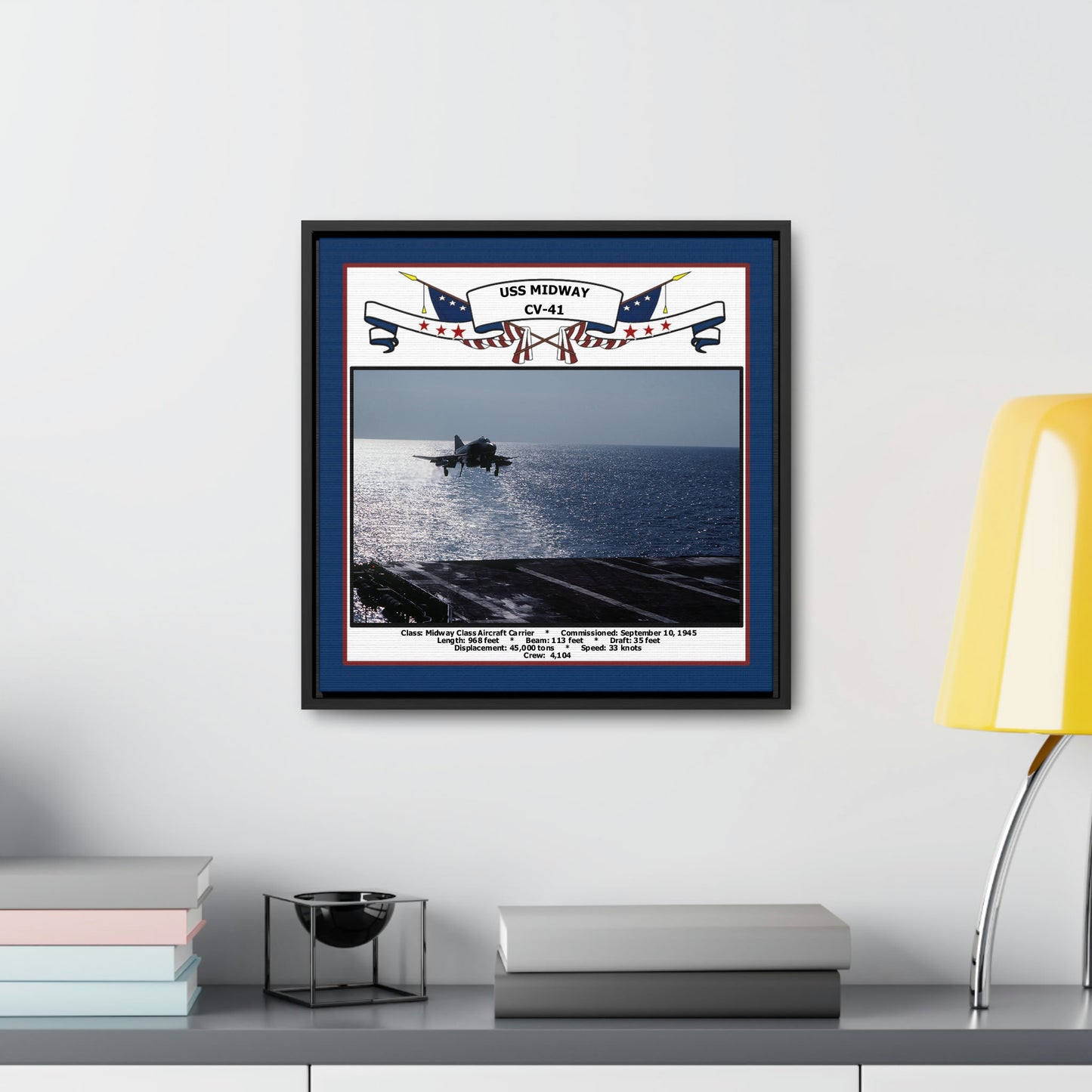 USS Midway CV-41 Navy Floating Frame Photo Desk View