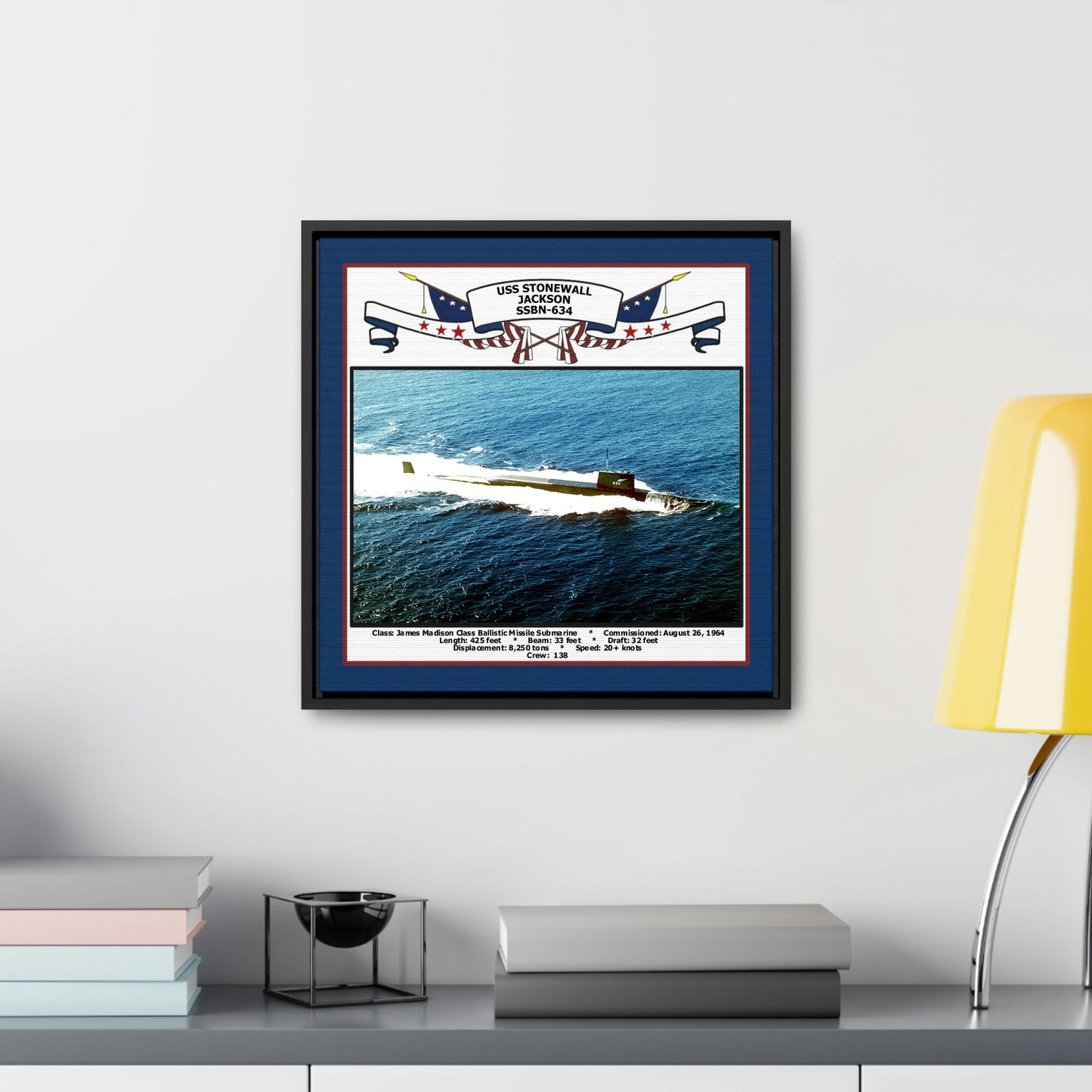 USS Stonewall Jackson SSBN-634 Navy Floating Frame Photo Desk View