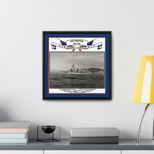 USS Preston DD-795 Navy Floating Frame Photo Desk View