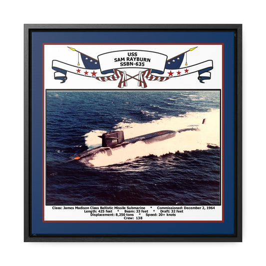 USS Sam Rayburn SSBN-635 Navy Floating Frame Photo Front View