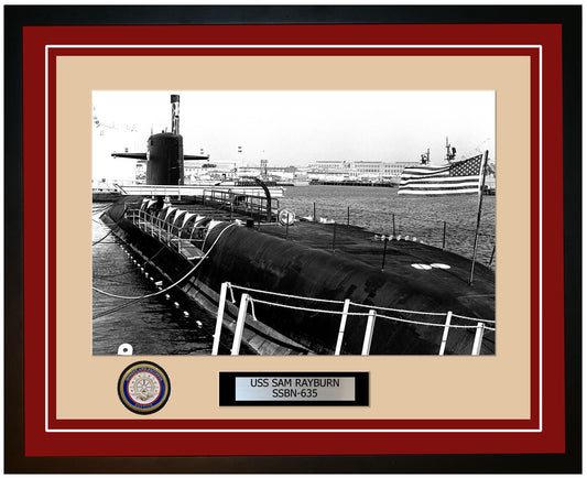 USS Sam Rayburn SSBN-635 Framed Navy Ship Photo Burgundy