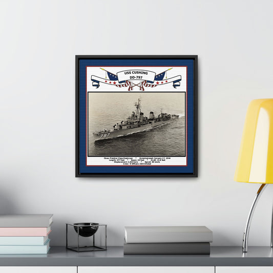 USS Cushing DD-797 Navy Floating Frame Photo Desk View