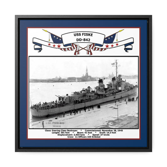 USS Fiske DD-842 Navy Floating Frame Photo Front View