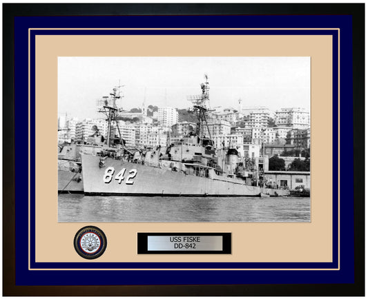 USS FISKE DD-842 Framed Navy Ship Photo Blue