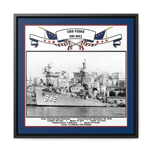 USS Fiske DD-842 Navy Floating Frame Photo Front View