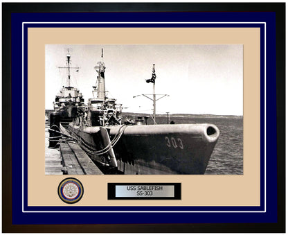 USS Sablefish SS-303 Framed Navy Ship Photo Blue