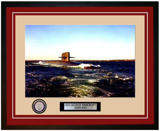 USS George Bancroft SSBN-643 Framed Navy Ship Photo Burgundy
