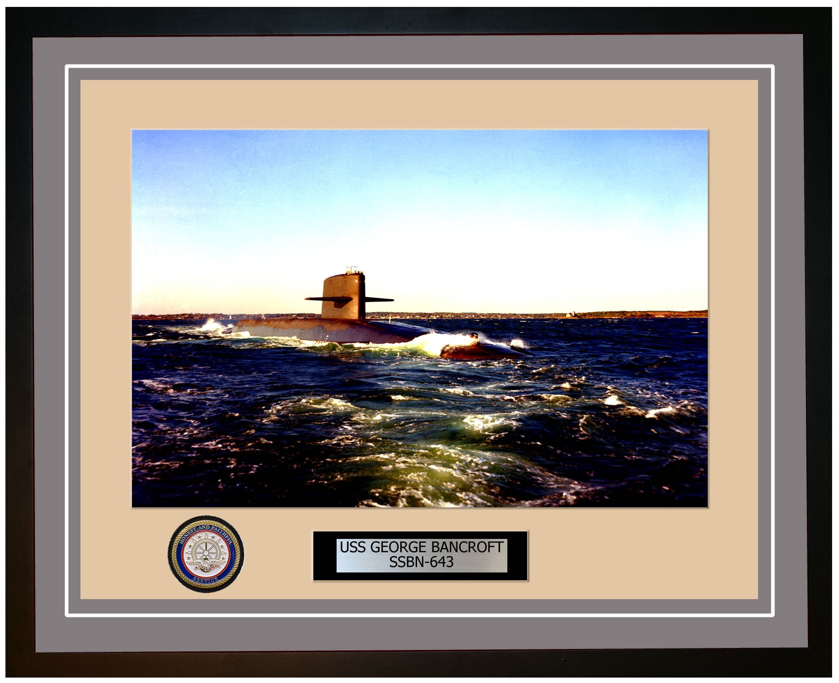 USS George Bancroft SSBN-643 Framed Navy Ship Photo Grey
