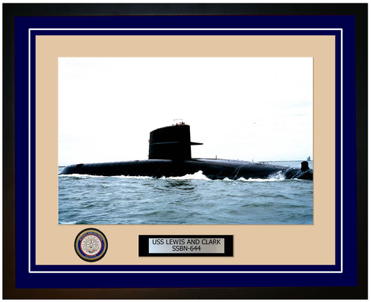 USS Lewis And Clark SSBN-644 Framed Navy Ship Photo Blue