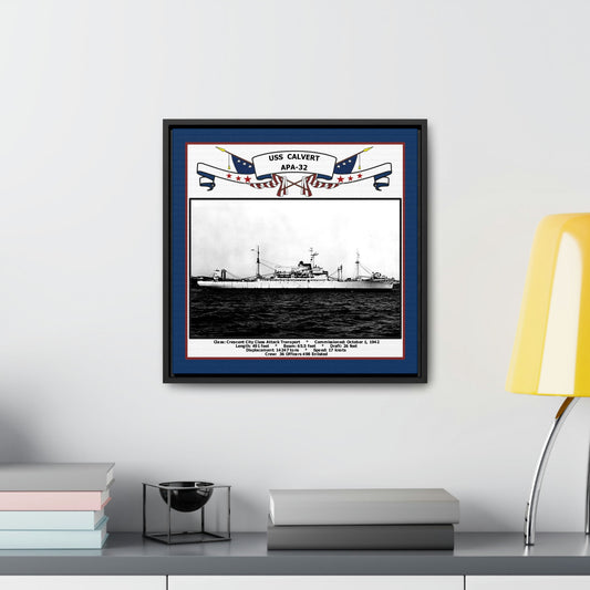 USS Calvert APA-32 Navy Floating Frame Photo Desk View