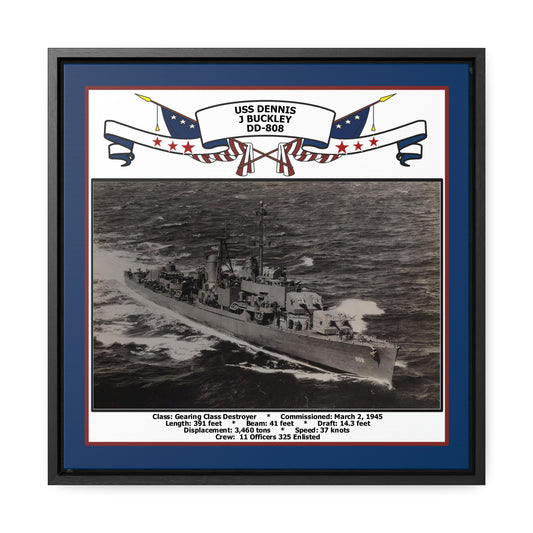 USS Dennis J Buckley DD-808 Navy Floating Frame Photo Front View