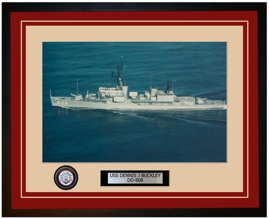 USS DENNIS J BUCKLEY DD-808 Framed Navy Ship Photo Burgundy