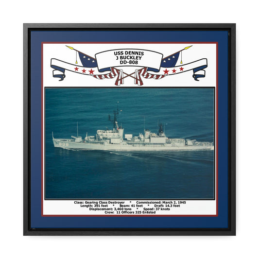 USS Dennis J Buckley DD-808 Navy Floating Frame Photo Front View