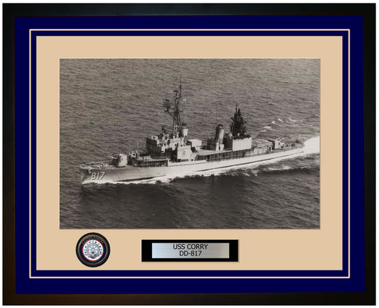 USS CORRY DD-817 Framed Navy Ship Photo Blue