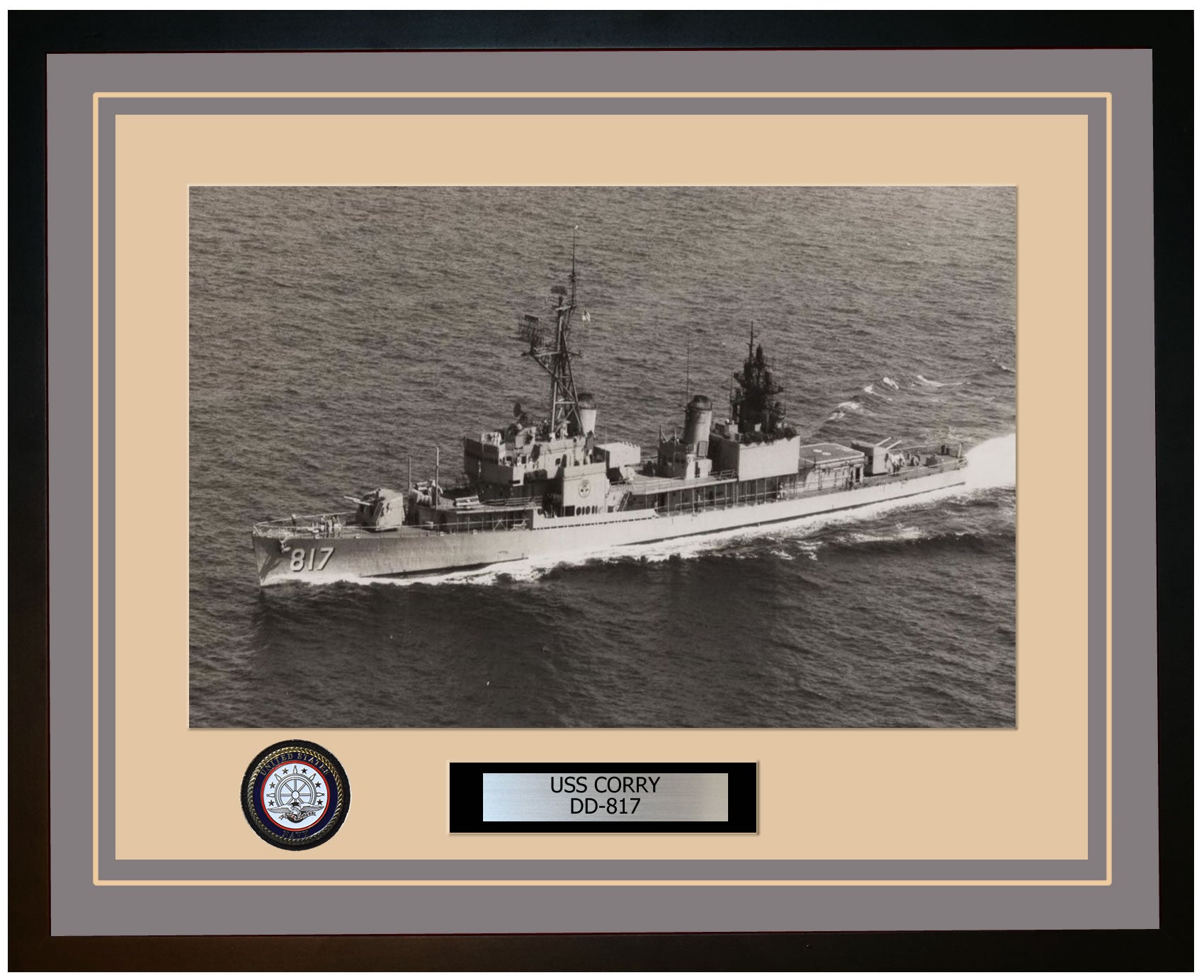 USS CORRY DD-817 Framed Navy Ship Photo Grey