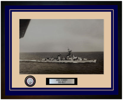 USS CORRY DD-817 Framed Navy Ship Photo Blue