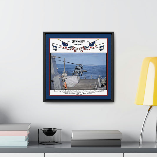 USS Gridley DDG-101 Navy Floating Frame Photo Desk View