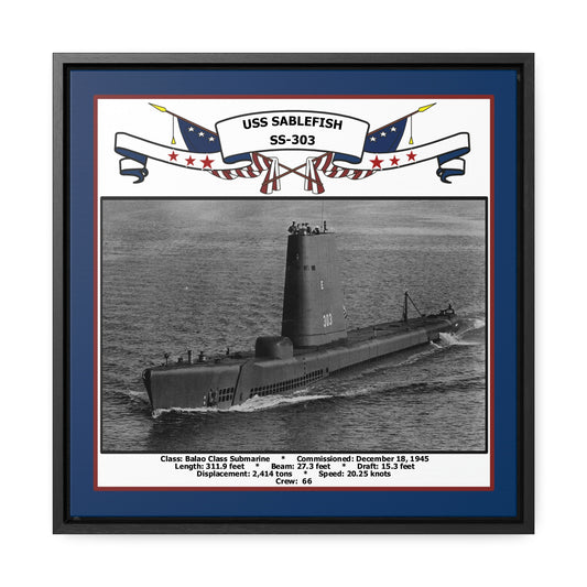 USS Sablefish SS-303 Navy Floating Frame Photo Front View