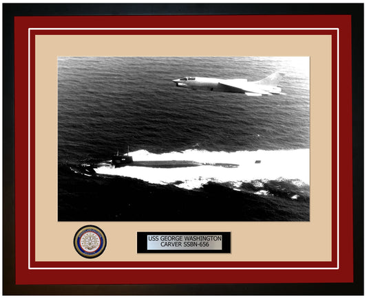 USS George Washington Carver SSBN-656 Framed Navy Ship Photo Burgundy