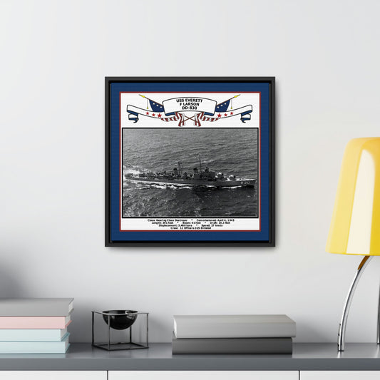 USS Everett F Larson DD-830 Navy Floating Frame Photo Desk View