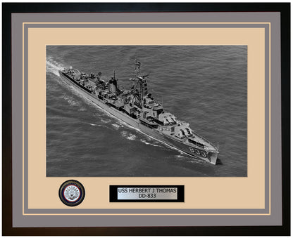USS HERBERT J THOMAS DD-833 Framed Navy Ship Photo Grey