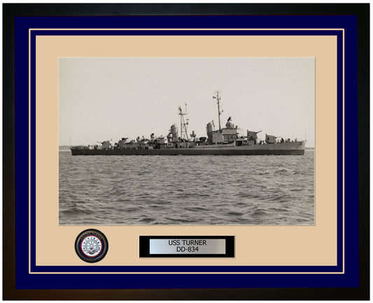 USS TURNER DD-834 Framed Navy Ship Photo Blue