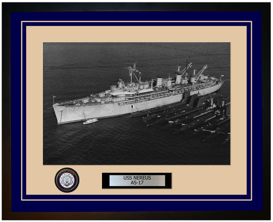 USS NEREUS AS-17 Framed Navy Ship Photo Blue