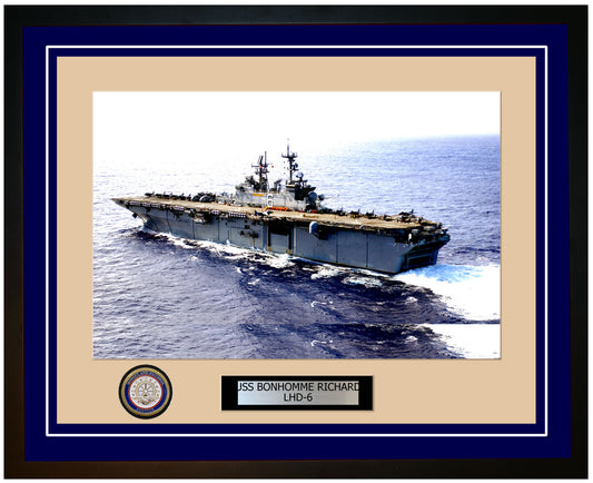 USS Bonhomme Richard LHD-6 Framed Navy Ship Photo Blue