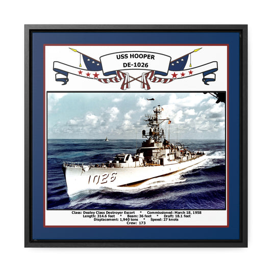 USS Hooper DE-1026 Navy Floating Frame Photo Front View