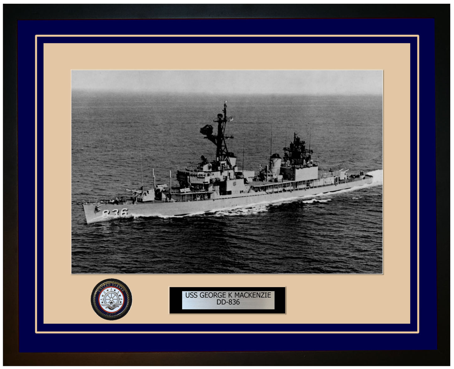 USS GEORGE K MACKENZIE DD-836 Framed Navy Ship Photo Blue