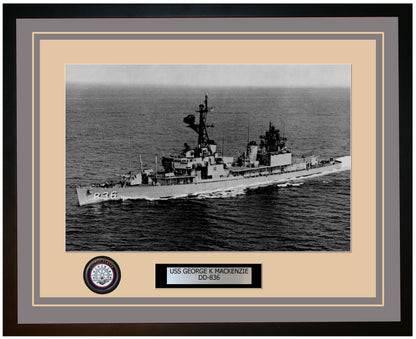 USS GEORGE K MACKENZIE DD-836 Framed Navy Ship Photo Grey