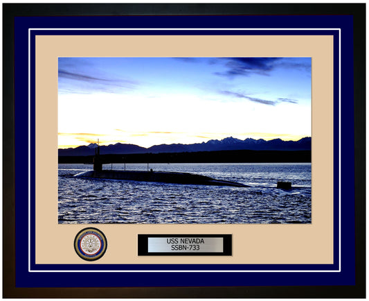 USS Nevada SSBN-733 Framed Navy Ship Photo Blue