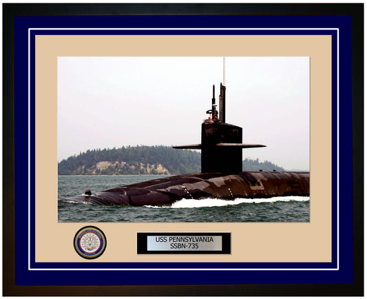 USS Pennsylvania SSBN-735 Framed Navy Ship Photo Blue