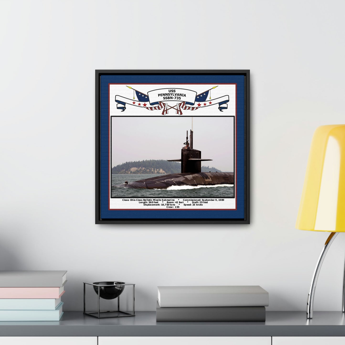 USS Pennsylvania SSBN-735 Navy Floating Frame Photo Desk View