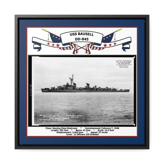 USS Bausell DD-845 Navy Floating Frame Photo Front View