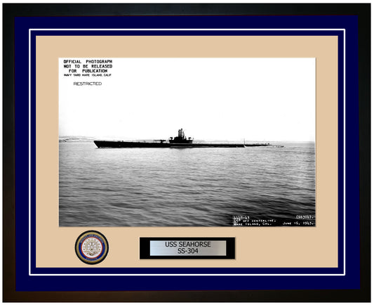 USS Seahorse SS-304 Framed Navy Ship Photo Blue