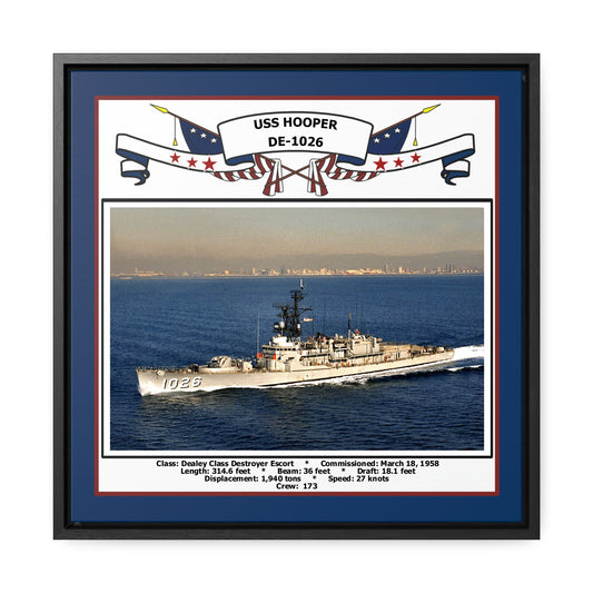 USS Hooper DE-1026 Navy Floating Frame Photo Front View