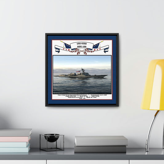 USS Kidd DDG-100 Navy Floating Frame Photo Desk View
