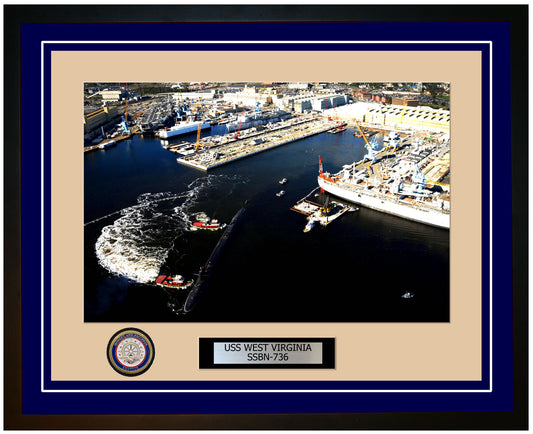 USS West Virginia SSBN-736 Framed Navy Ship Photo Blue