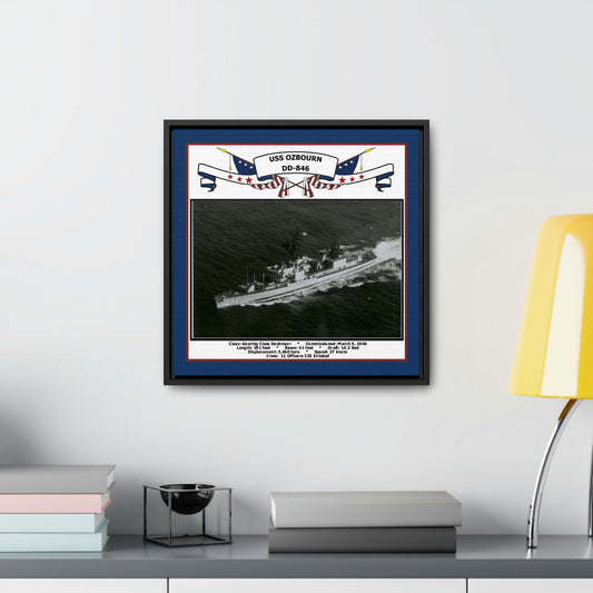 USS Ozbourn DD-846 Navy Floating Frame Photo Desk View