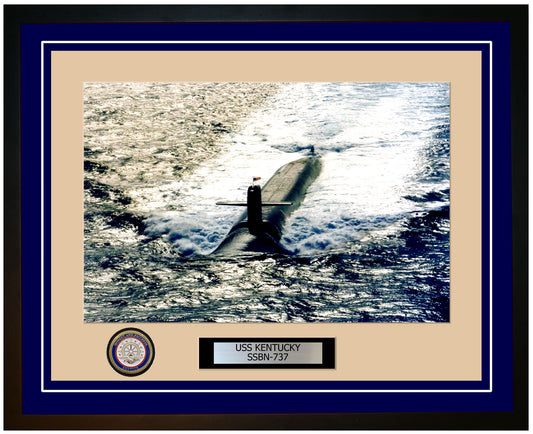 USS Kentucky SSBN-737 Framed Navy Ship Photo Blue