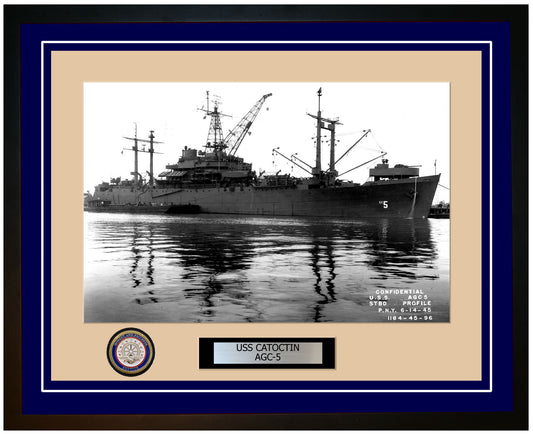 USS Catoctin AGC-5 Framed Navy Ship Photo Blue