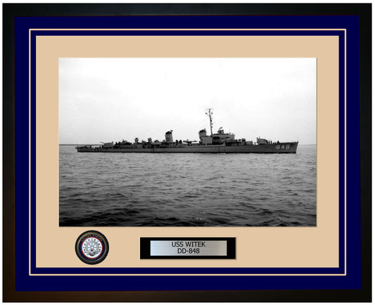 USS WITEK DD-848 Framed Navy Ship Photo Blue