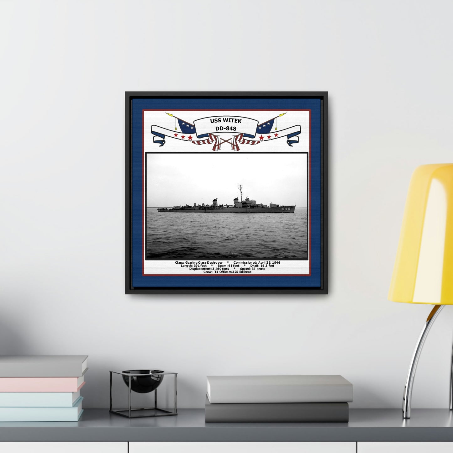 USS Witek DD-848 Navy Floating Frame Photo Desk View
