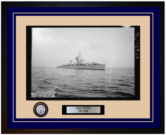 USS WITEK DD-848 Framed Navy Ship Photo Blue