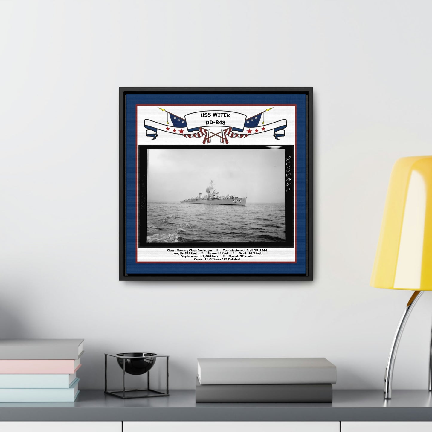 USS Witek DD-848 Navy Floating Frame Photo Desk View